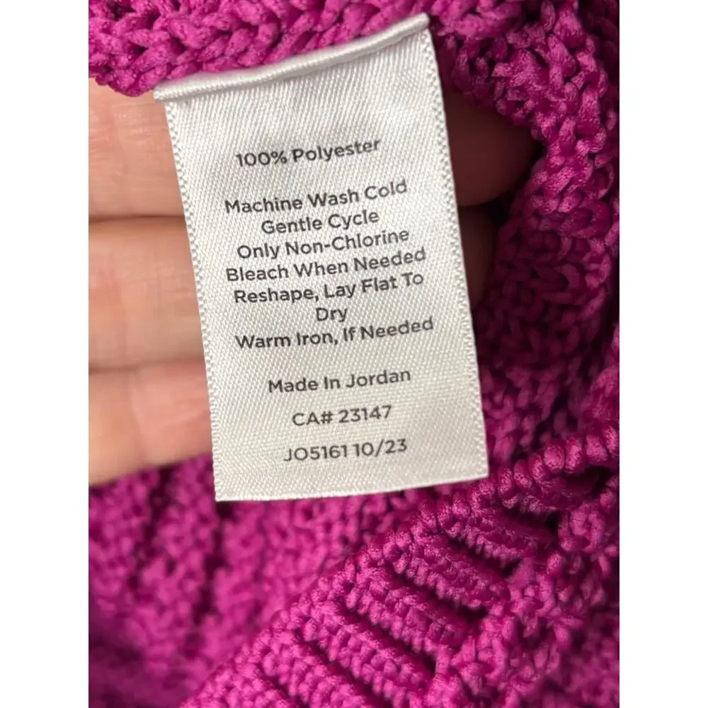 Talbots Kate Textured Ribbed Cardigan w/ Gold Buttons in Berry Pink Purple L